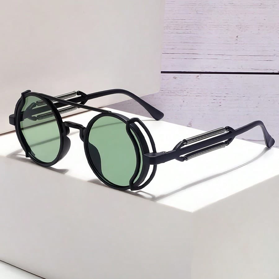 1 paire de lunettes de mode unisexe rondes creuses de style punk, lunettes de décoration journalières alternatives vintages